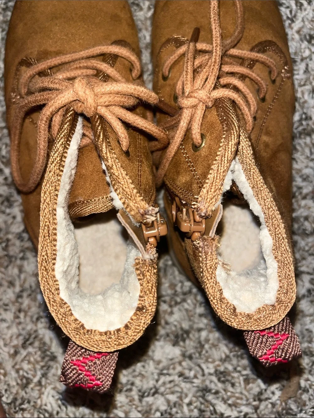 Girls Ankle Boots in Chestnut Brown - Lined Lace-Up Style like new